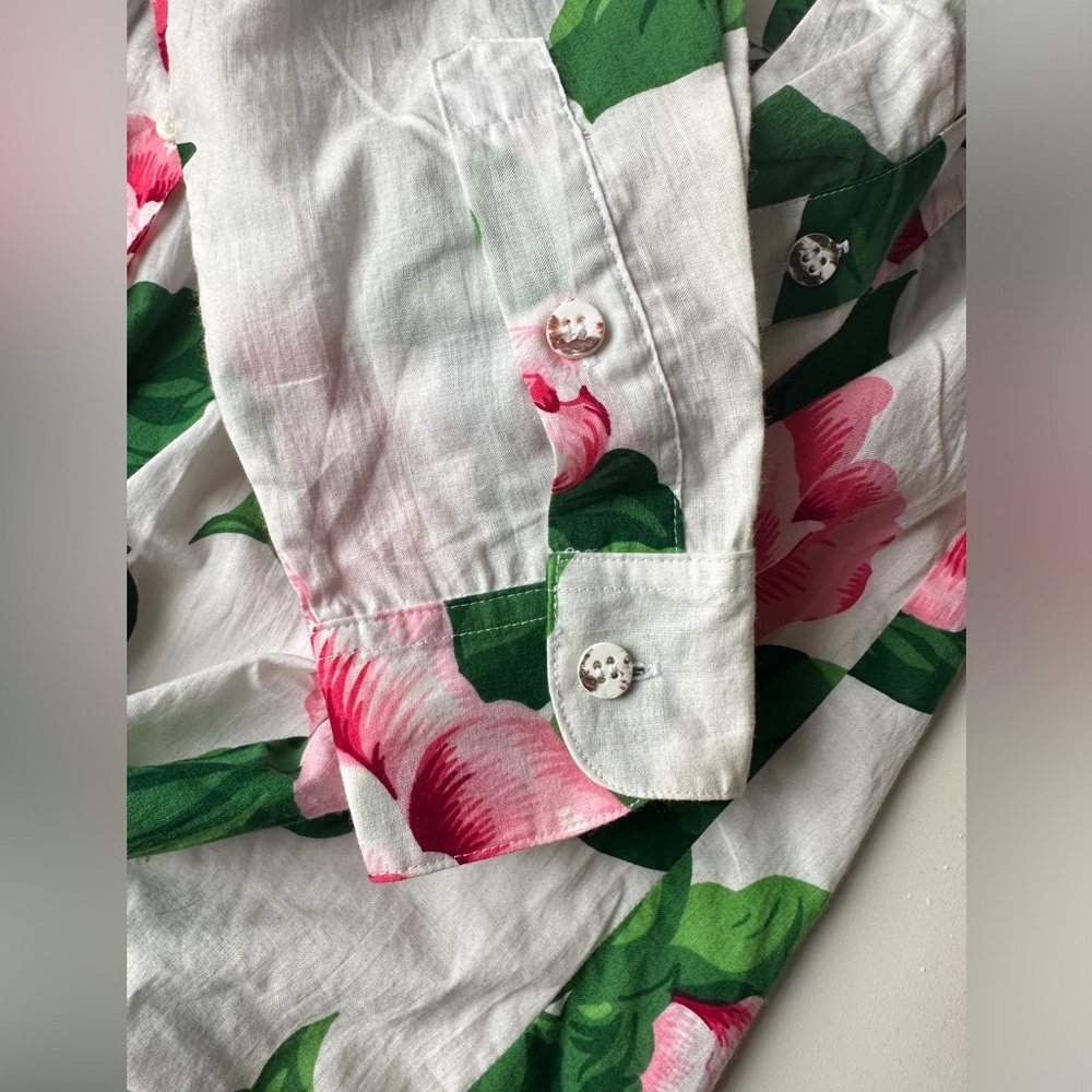 NWT Vintage Adrienne Vittadini Sport Floral Tie Front Thin Button Up Shirt Small - Picture 7 of 8